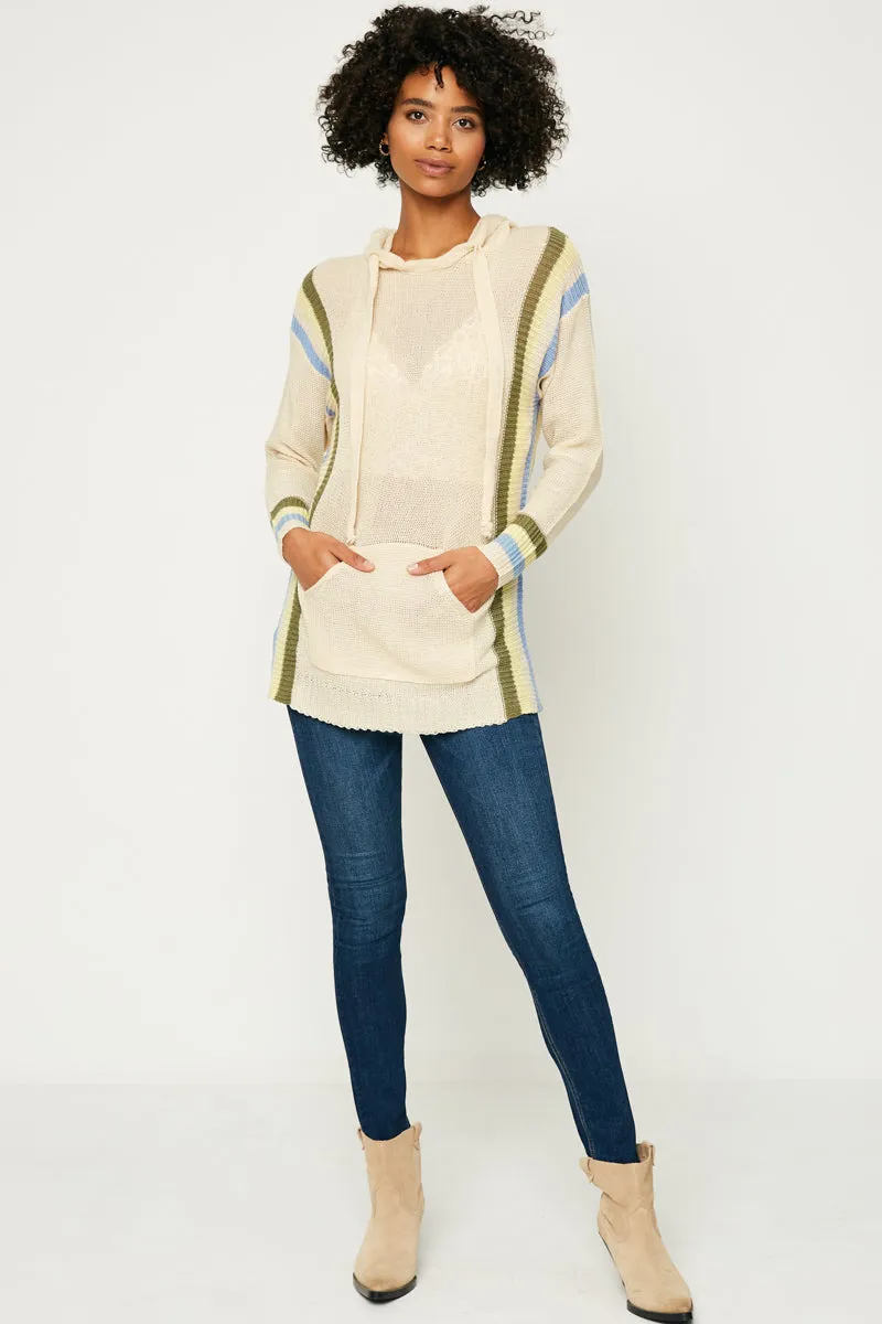 Womens Stripe Detail Sweater Knit Hoodie sold by Hayden product image thumbnail 4