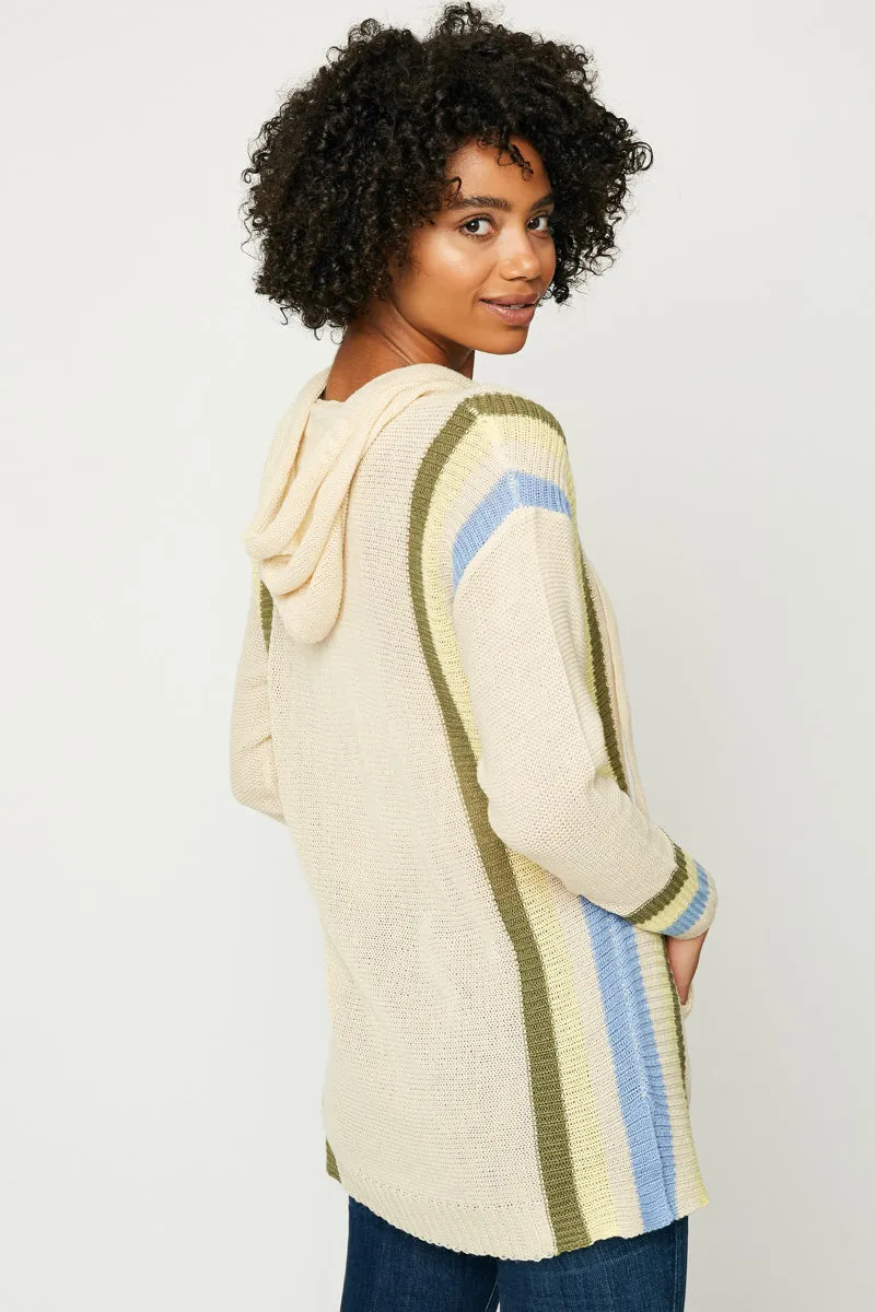 Womens Stripe Detail Sweater Knit Hoodie sold by Hayden product image thumbnail 3