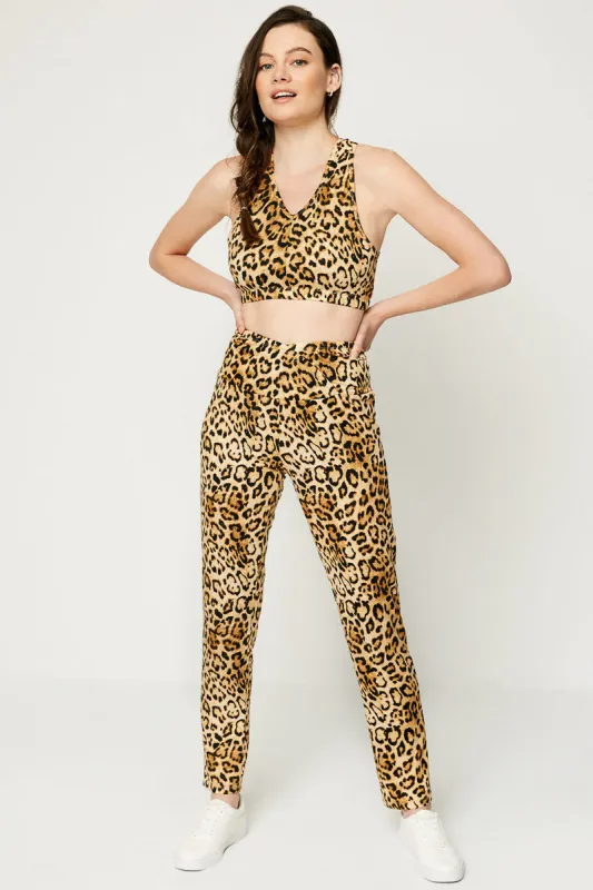 Womens Leopard Cross Back Padded Sports Bra Top sold by Hayden