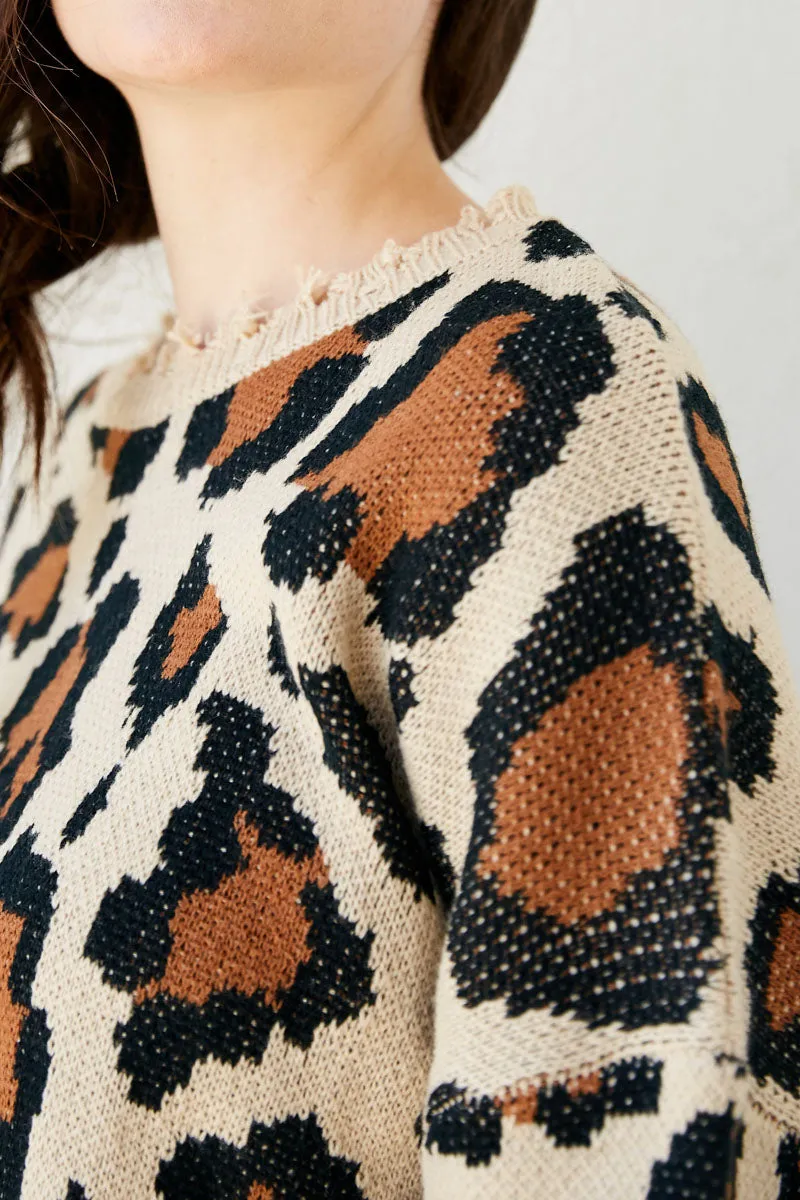 Womens Distressed Knit Leopard Sweater sold by Hayden product image thumbnail 5