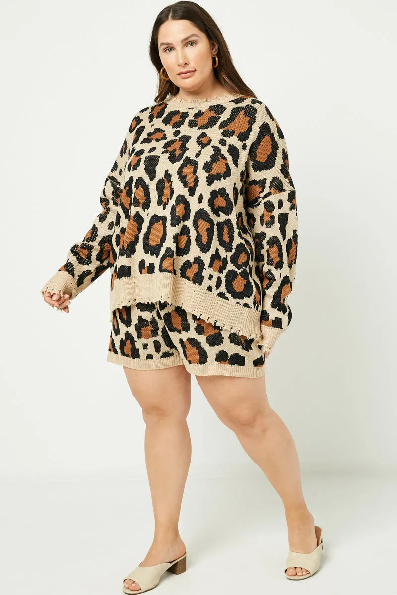 Womens Distressed Knit Leopard Sweater sold by Hayden product image thumbnail 2