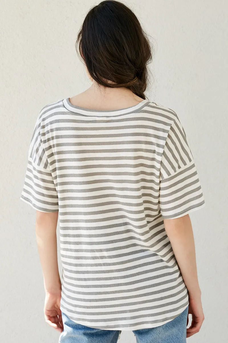 Womens Contrast Panel Stripe Tie Front T Shirt sold by Hayden product image thumbnail 3