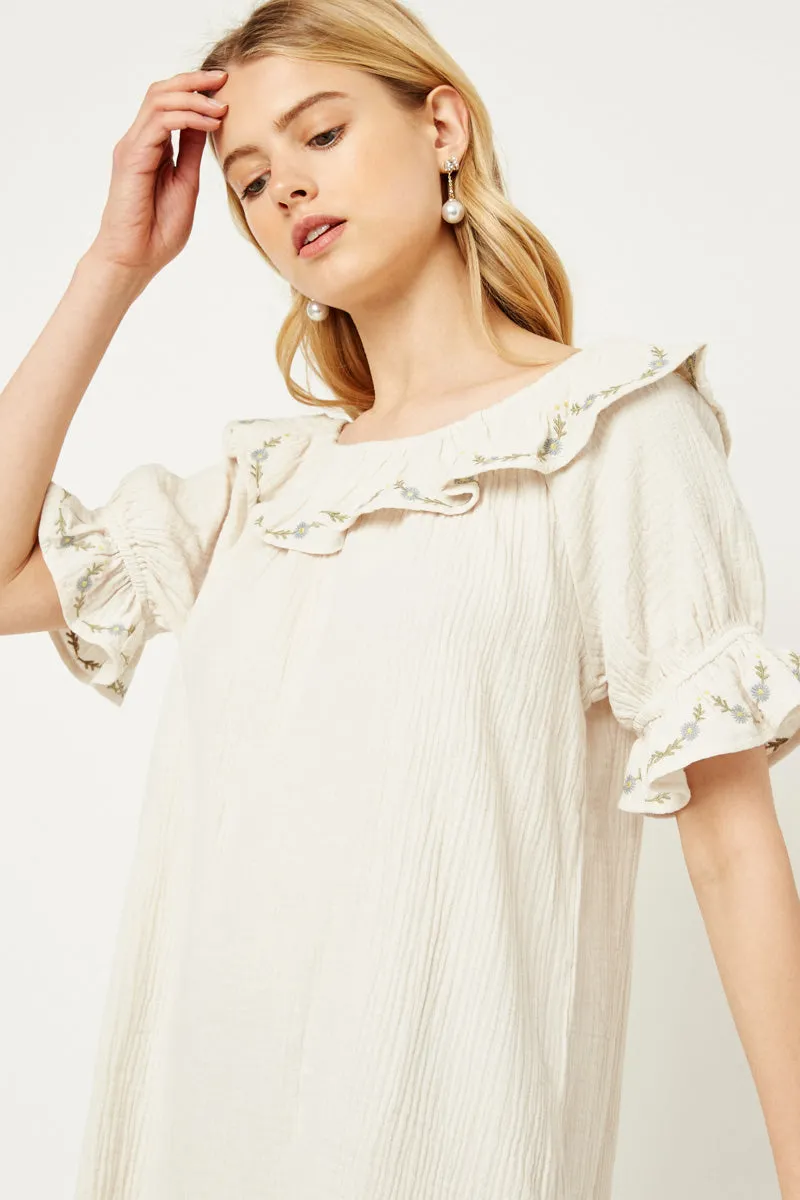 Womens Floral Embroidered Scoop Neck Tunic Dress sold by Hayden product image thumbnail 3