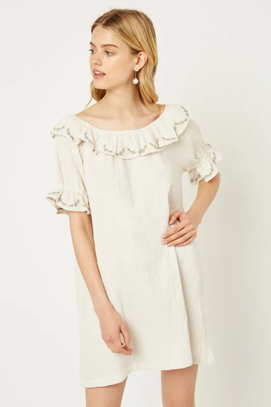 Womens Floral Embroidered Scoop Neck Tunic Dress sold by Hayden