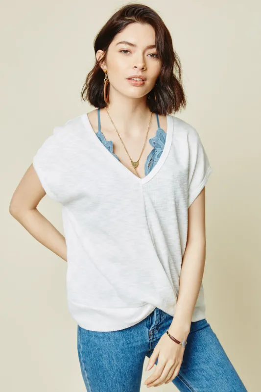 Womens Plunging Twist-Hem Tee sold by Hayden