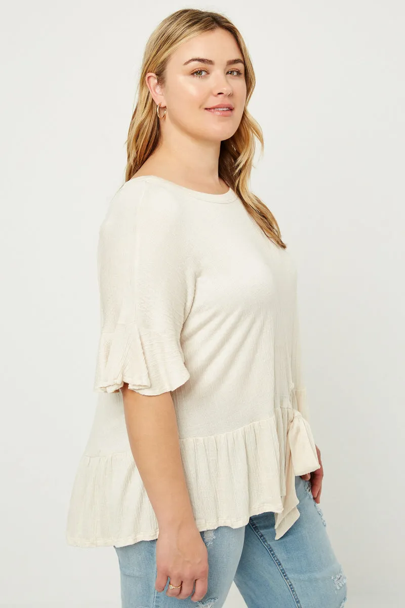 Womens Tie-Front Ruffle Swing Top sold by Hayden