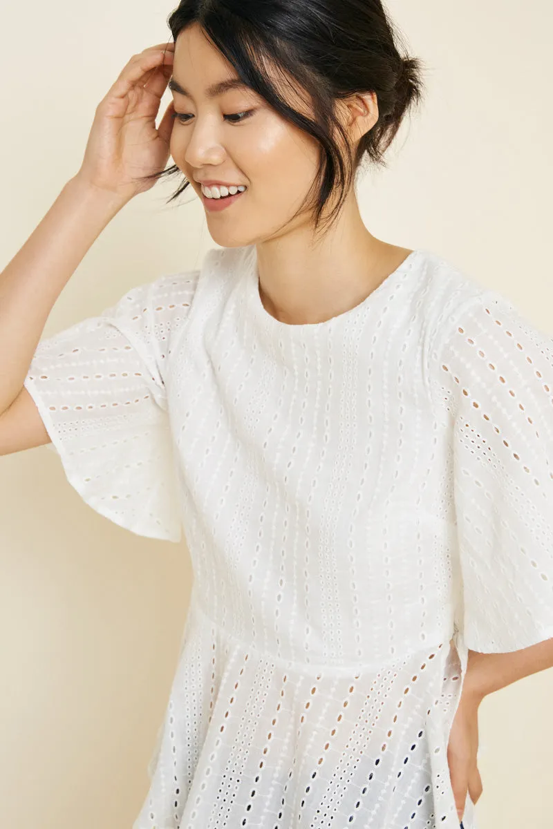 Womens Eyelet Lace Peplum Top sold by Hayden product image thumbnail 5