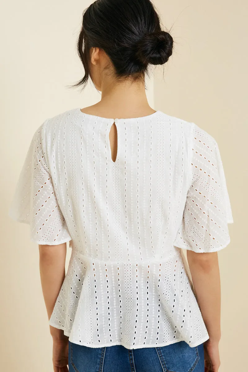 Womens Eyelet Lace Peplum Top sold by Hayden product image thumbnail 2
