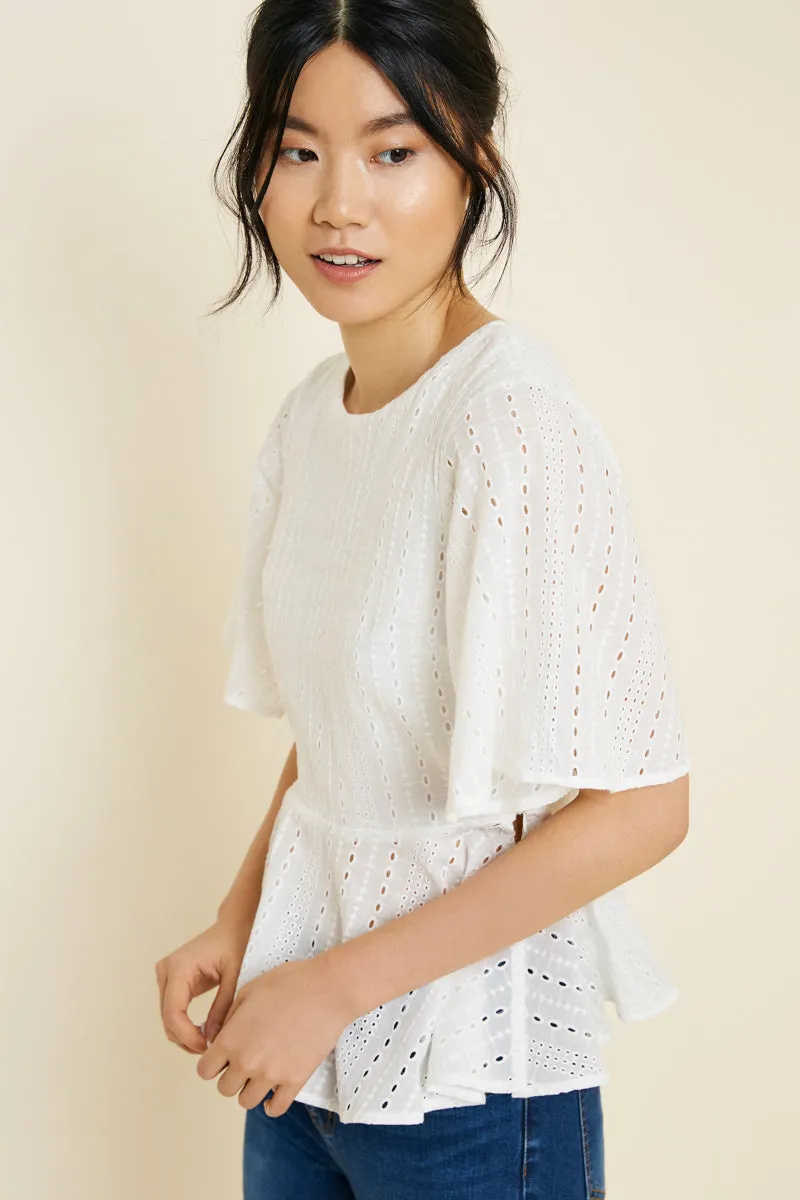 Womens Eyelet Lace Peplum Top sold by Hayden product image thumbnail 3