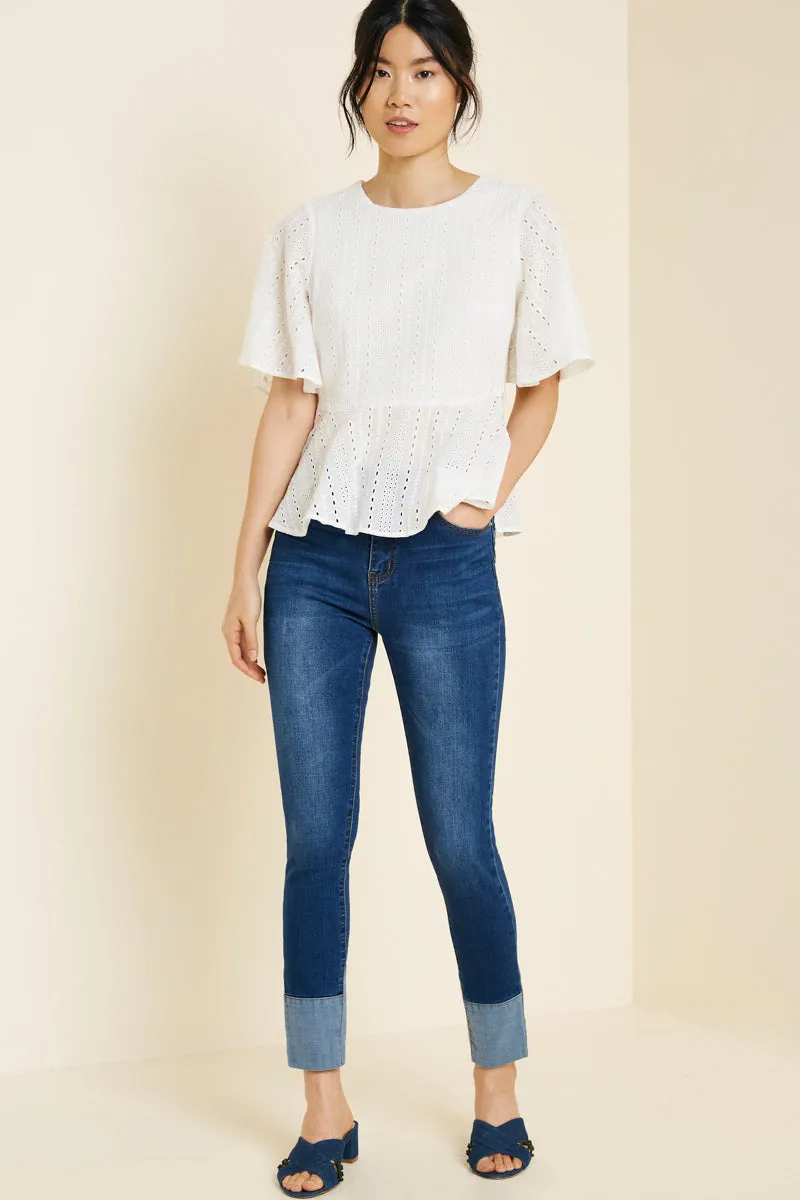 Womens Eyelet Lace Peplum Top sold by Hayden product image thumbnail 4