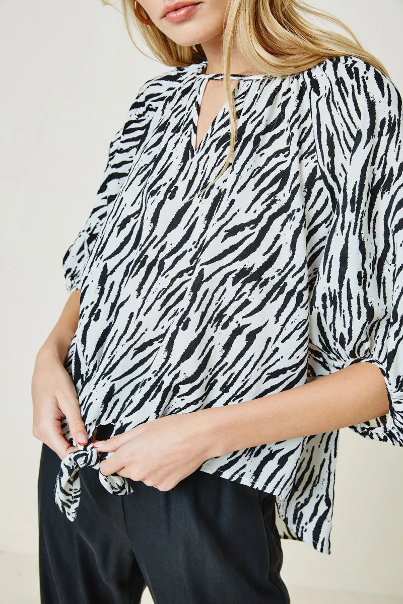 Womens Zebra Print Tie Front Top sold by Hayden product image thumbnail 5
