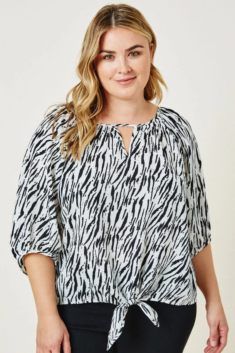 Womens Zebra Print Tie Front Top sold by Hayden product image thumbnail 2
