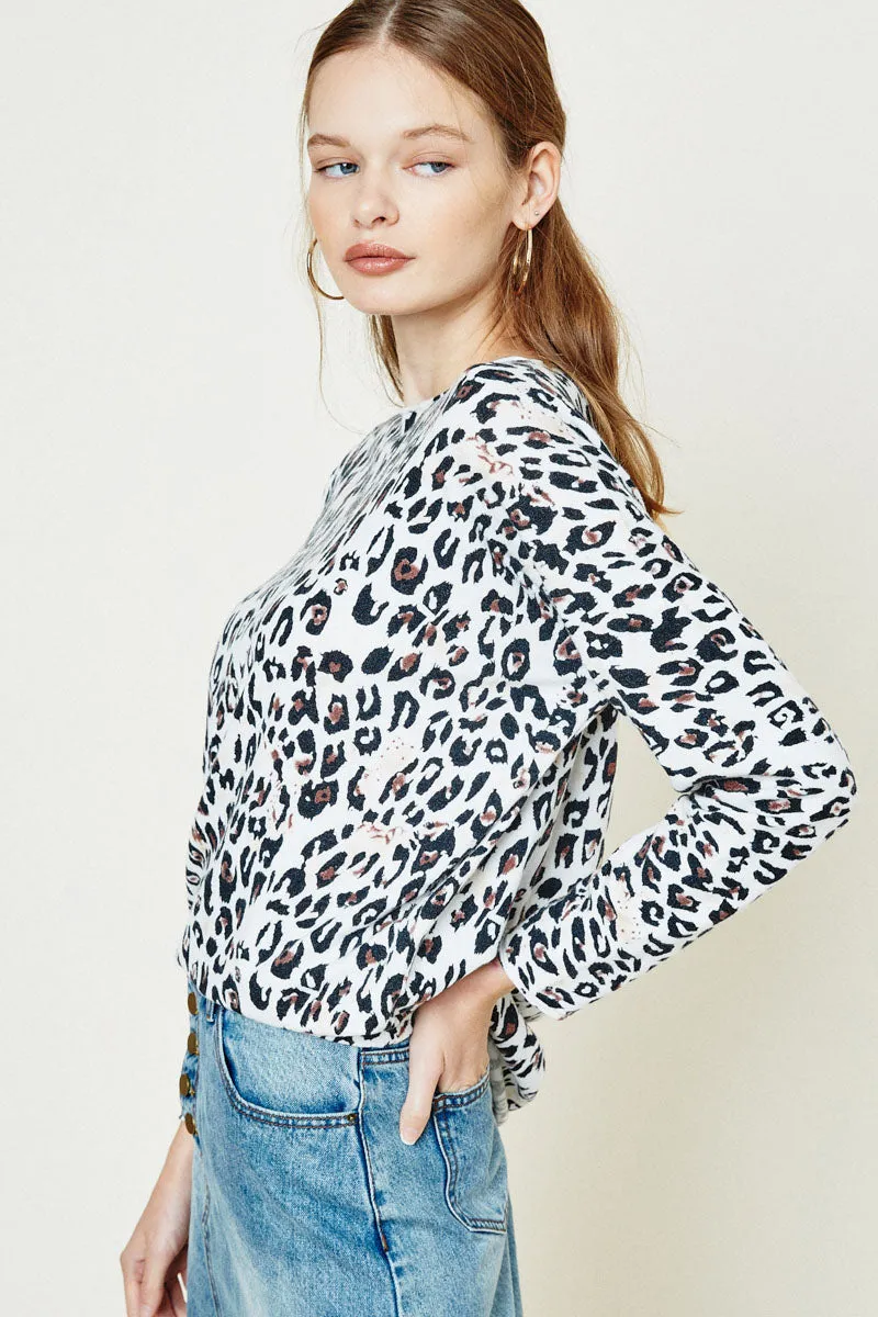 Womens Leopard Knit Sweater Top sold by Hayden product image thumbnail 4