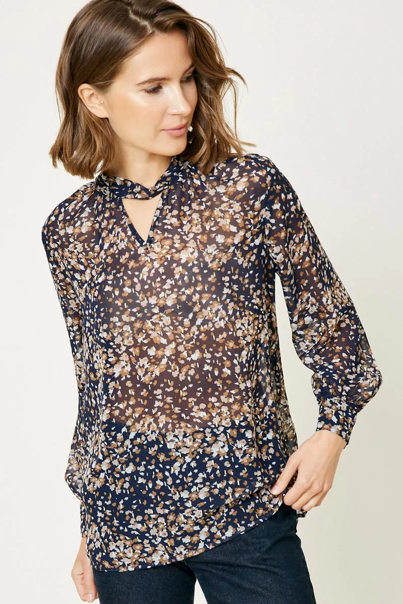 Womens Printed Cutout Puff Sleeve Top sold by Hayden