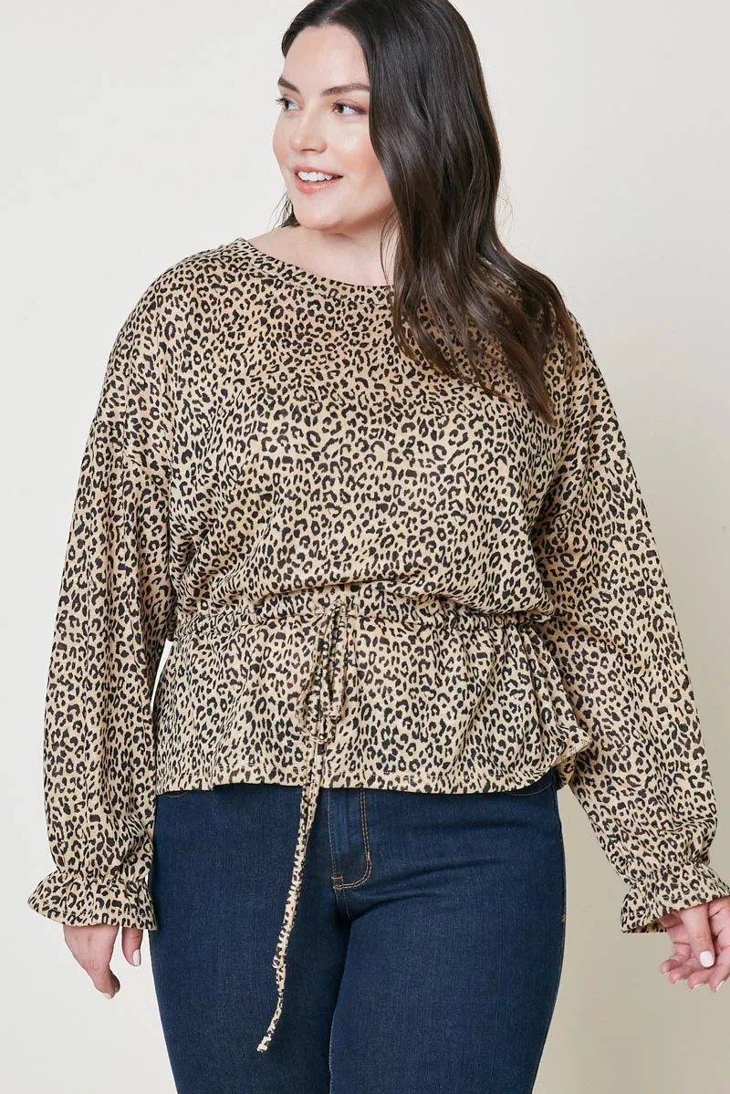 Womens Leopard Peplum Sweater Top sold by Hayden product image thumbnail 2