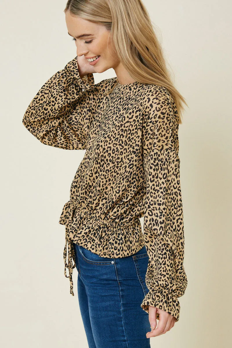 Womens Leopard Peplum Sweater Top sold by Hayden product image thumbnail 3