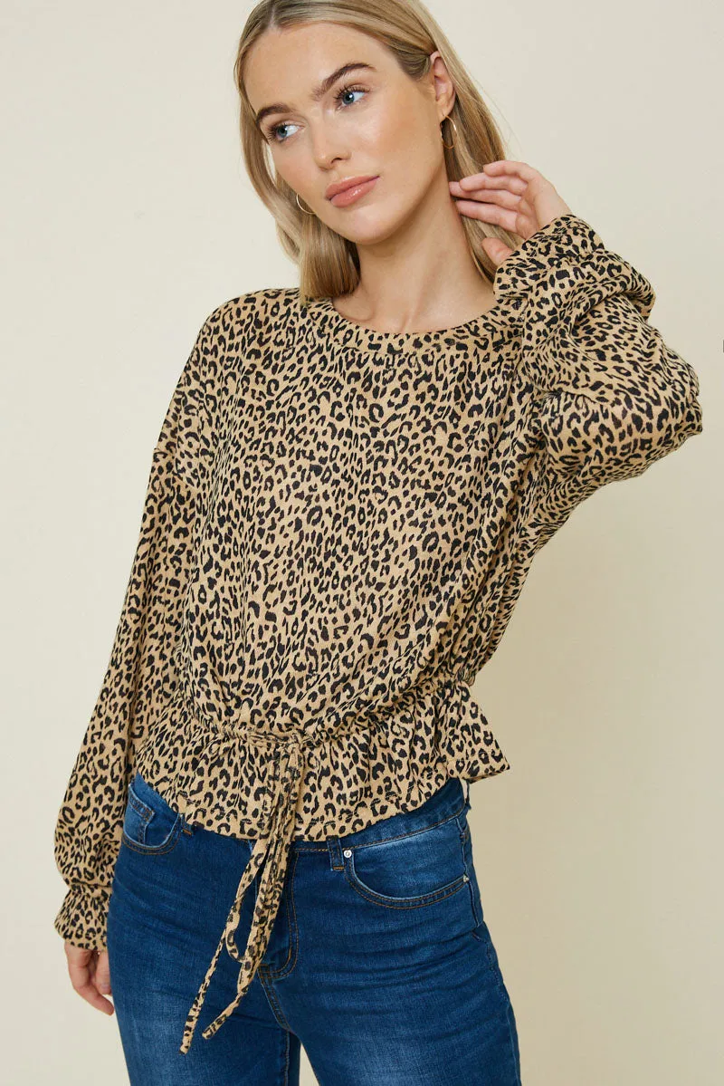 Womens Leopard Peplum Sweater Top sold by Hayden product image thumbnail 4