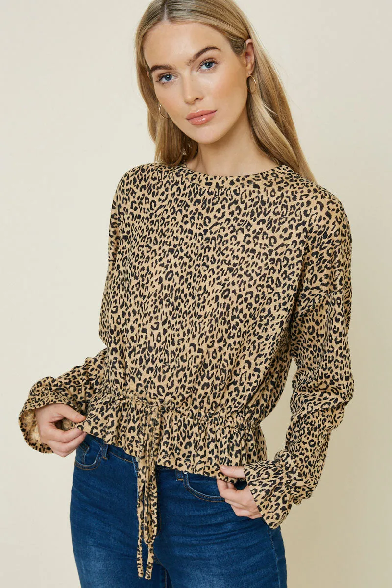 Womens Leopard Peplum Sweater Top sold by Hayden