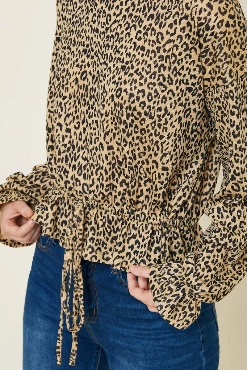 Womens Leopard Peplum Sweater Top sold by Hayden product image thumbnail 5