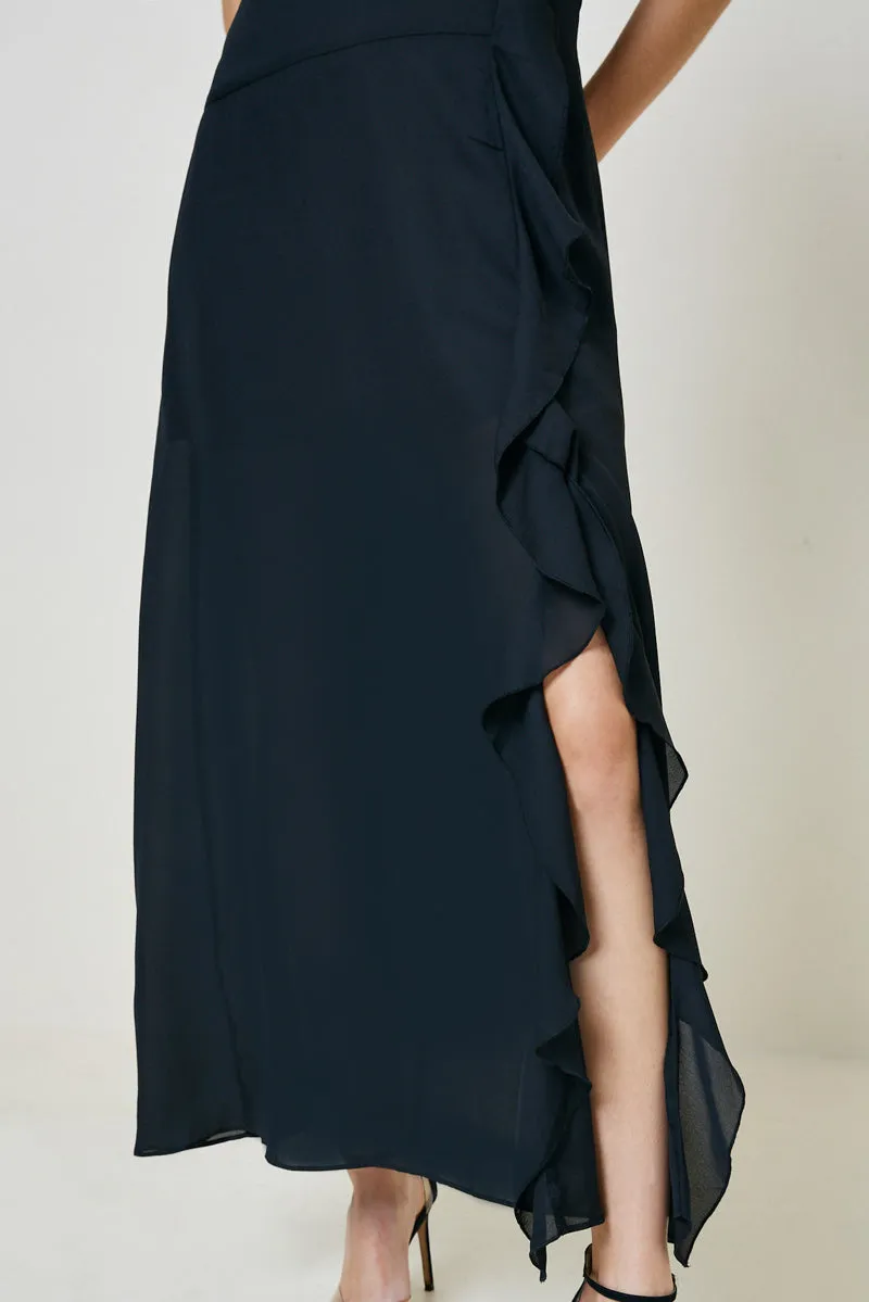 Womens Surplice Ruffle Front Slit Maxi Dress sold by Hayden product image thumbnail 4