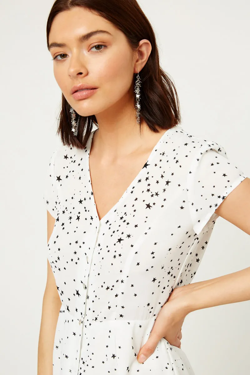 Womens Button-Down Star Print Romper sold by Hayden product image thumbnail 4