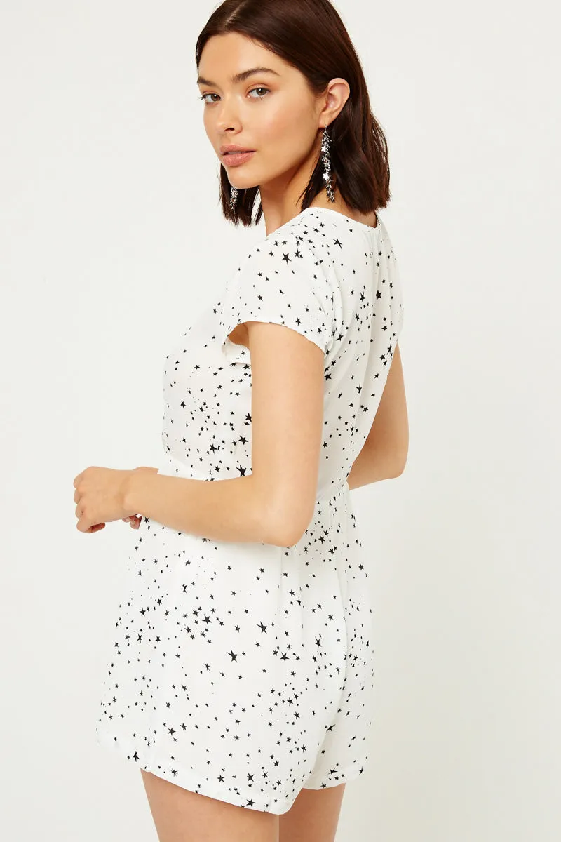 Womens Button-Down Star Print Romper sold by Hayden product image thumbnail 2