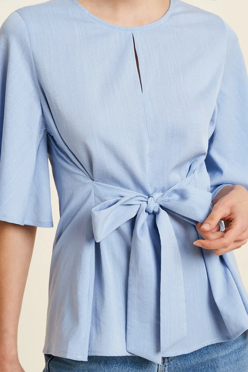 Womens Tie-Front Bell Sleeve Keyhole Top sold by Hayden product image thumbnail 3