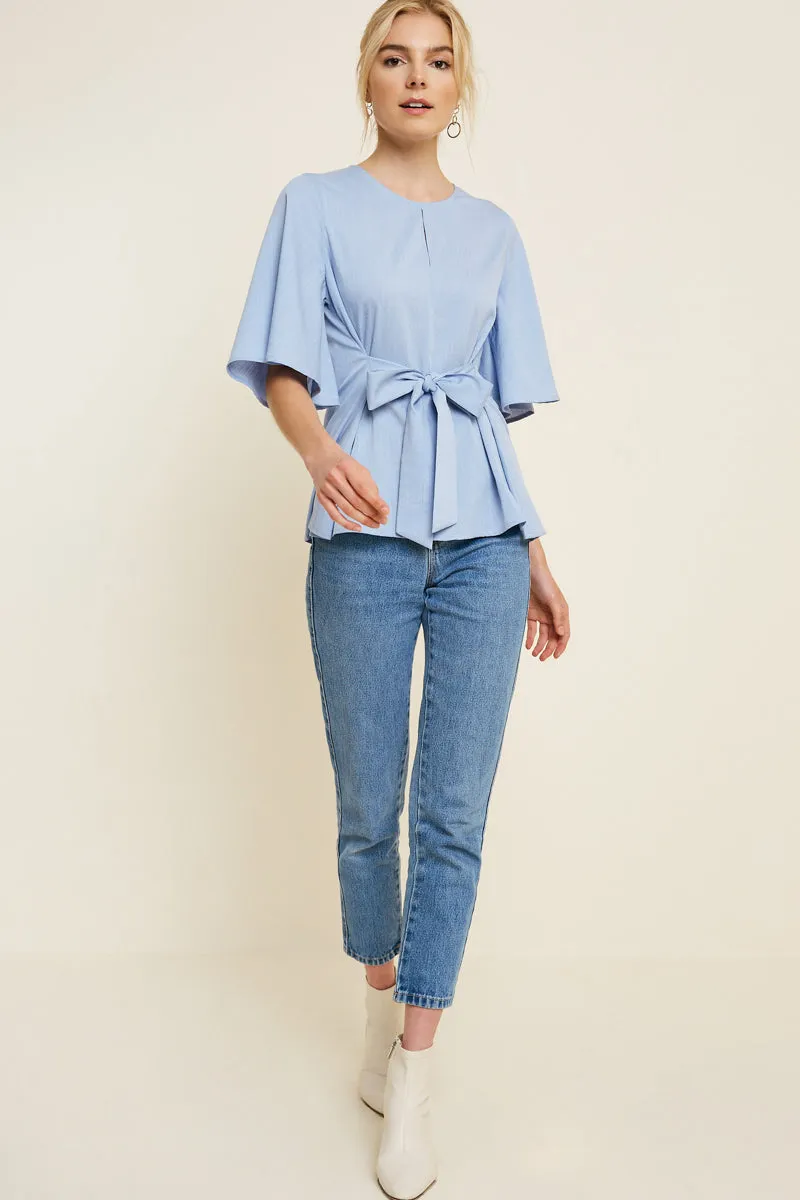 Womens Tie-Front Bell Sleeve Keyhole Top sold by Hayden product image thumbnail 4