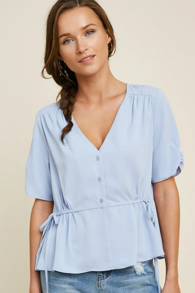 Womens Side-Tie Peplum Top sold by Hayden