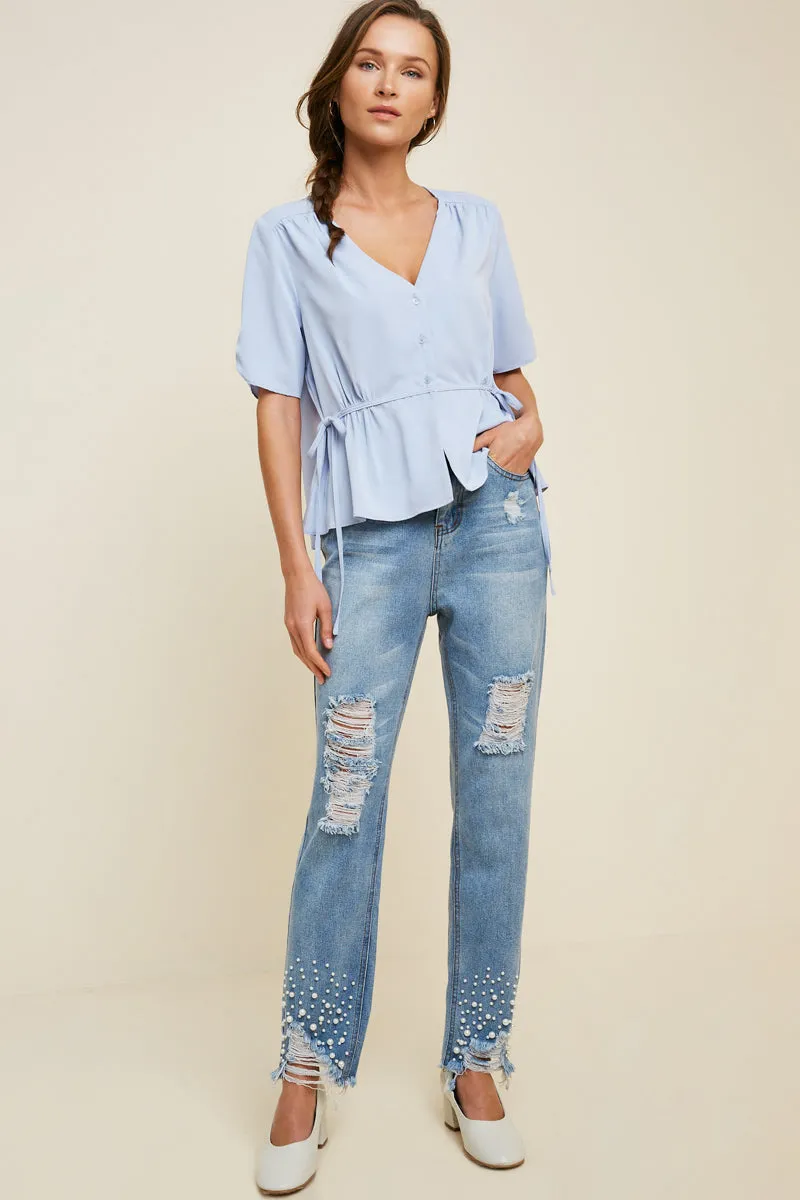 Womens Side-Tie Peplum Top sold by Hayden product image thumbnail 3