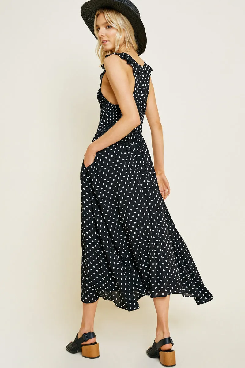 Womens Polka-Dot Smock Midi Dress sold by Hayden product image thumbnail 2