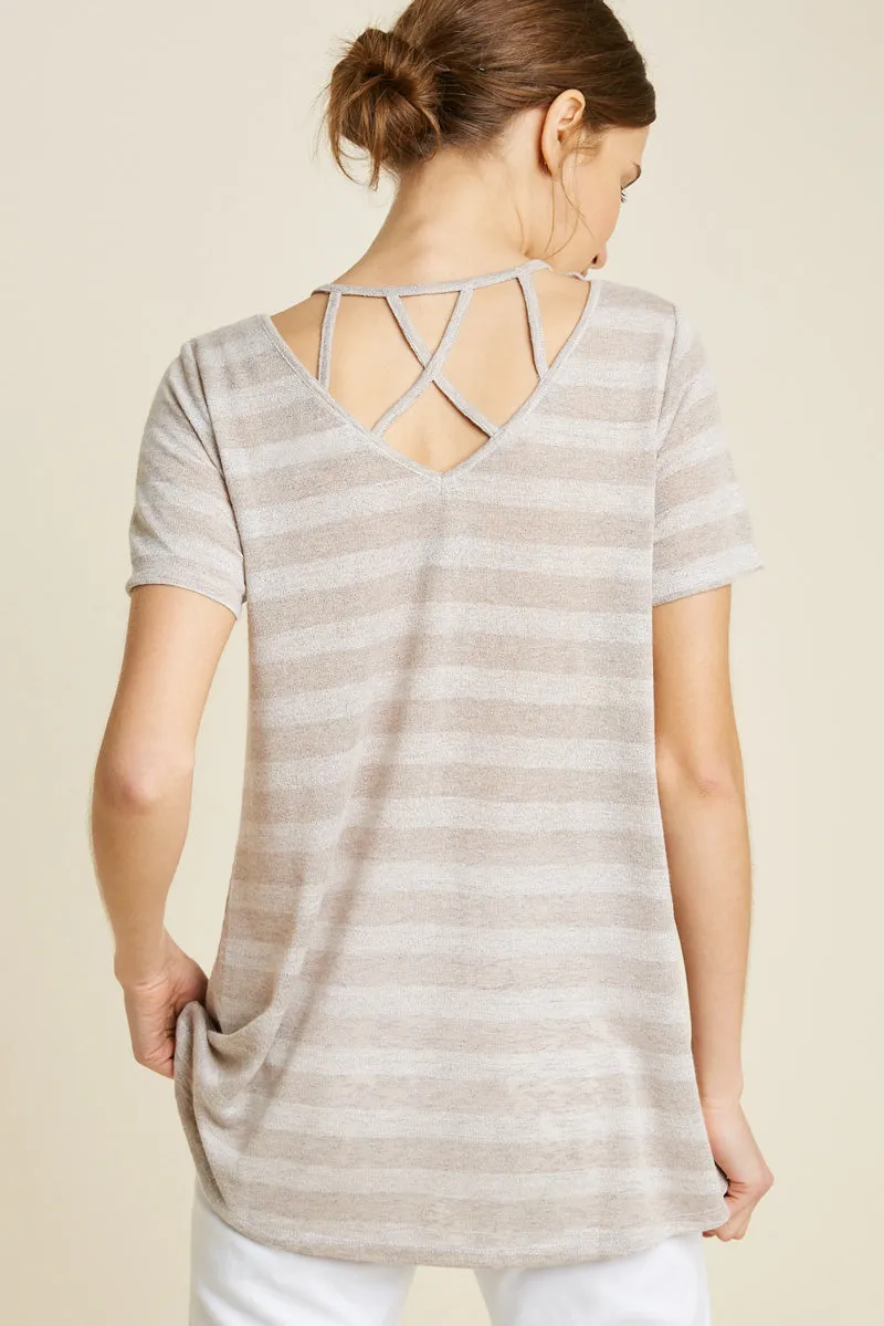 Womens Striped Cage Neck Top sold by Hayden product image thumbnail 2