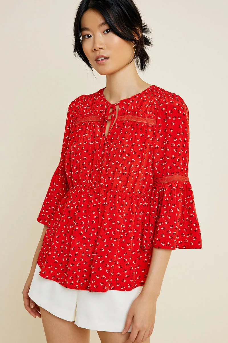 Womens Tiered Floral Lace Tie-Top sold by Hayden