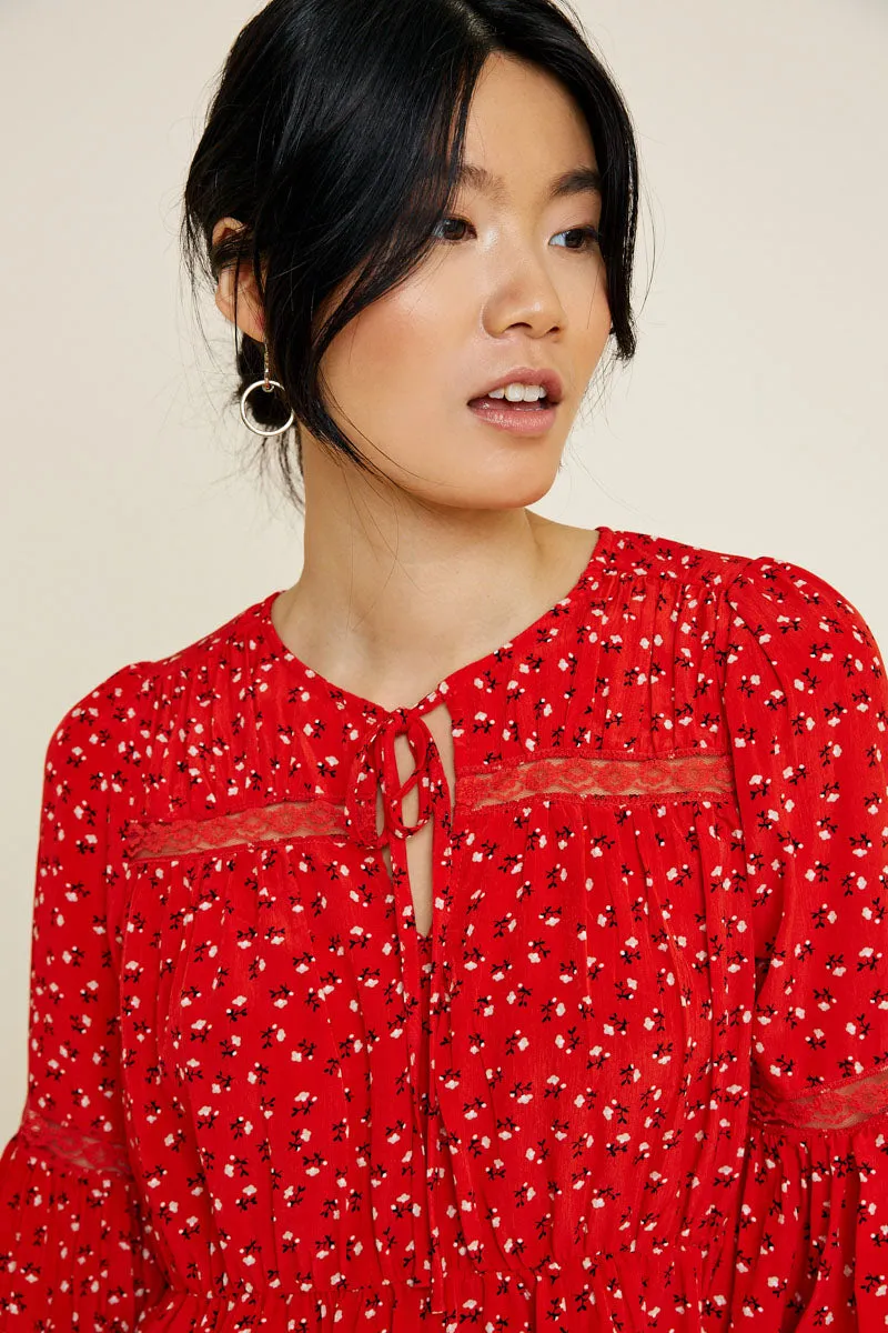 Womens Tiered Floral Lace Tie-Top sold by Hayden product image thumbnail 4