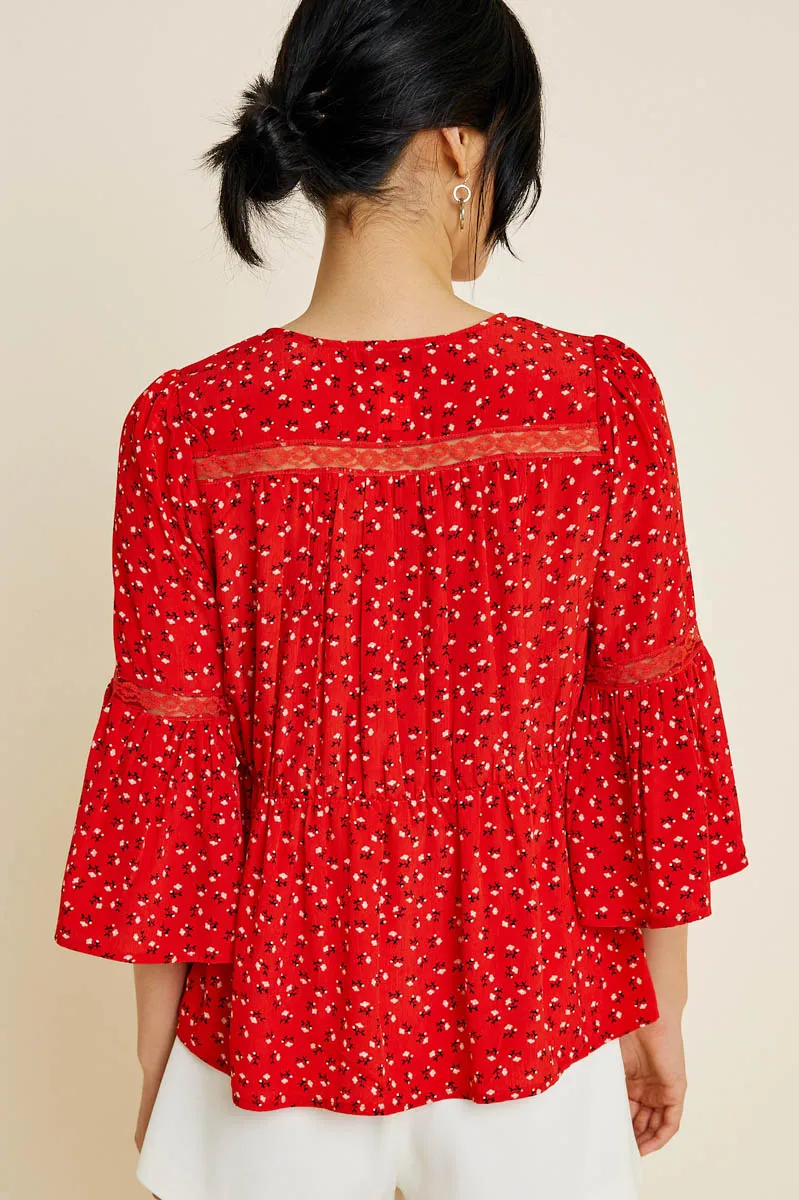 Womens Tiered Floral Lace Tie-Top sold by Hayden product image thumbnail 2