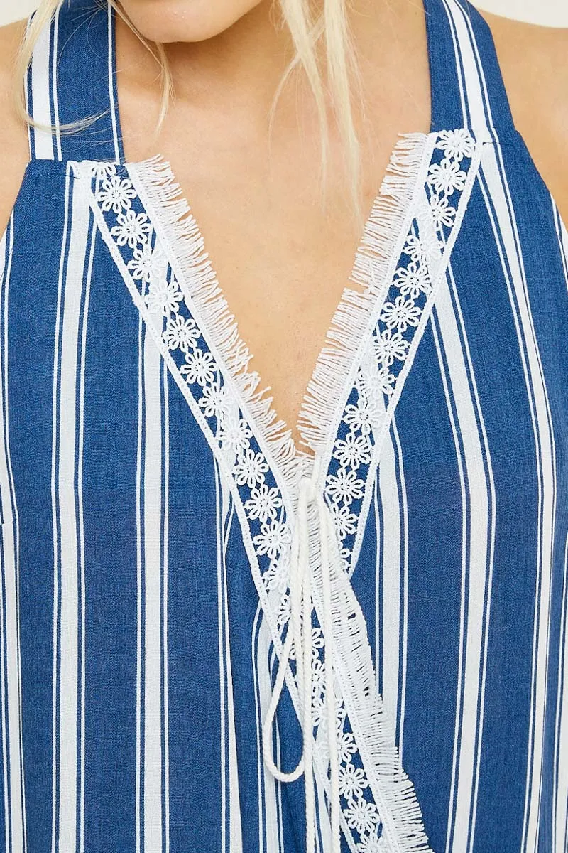 Womens Striped Lace Trim Wrap Top sold by Hayden product image thumbnail 5