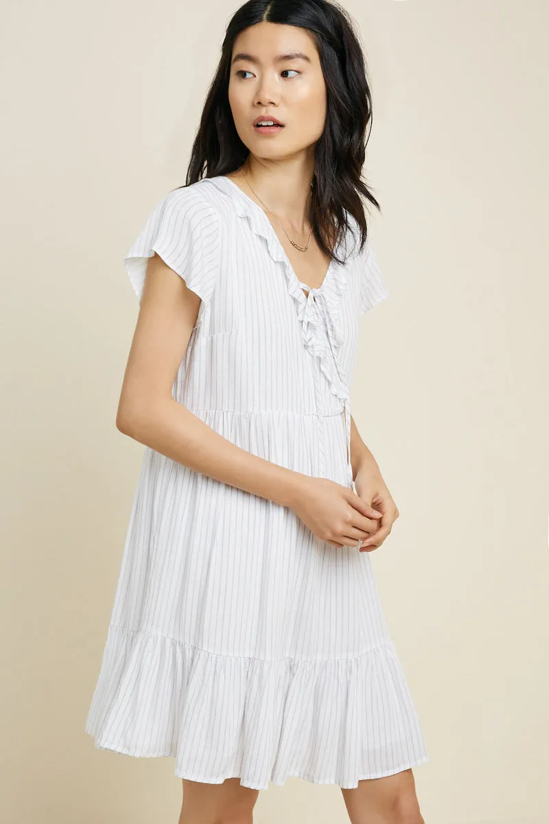 Womens Striped Ruffle Surplice Dress sold by Hayden product image thumbnail 4