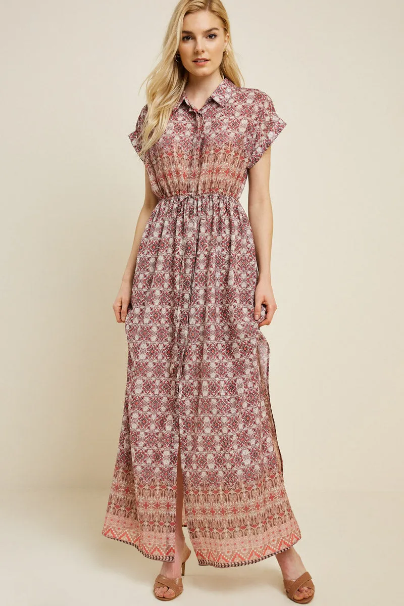 Womens Printed Button-Down Maxi Slit Dress sold by Hayden