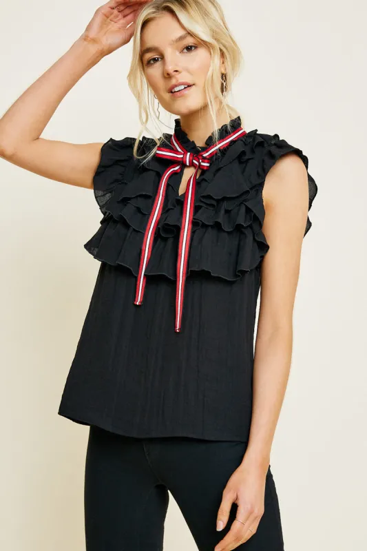 Womens Ruffle High Neck Tiered Top sold by Hayden