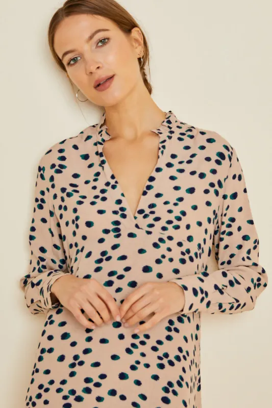 Womens Dotted Ruffle Collar A-Line Dress sold by Hayden