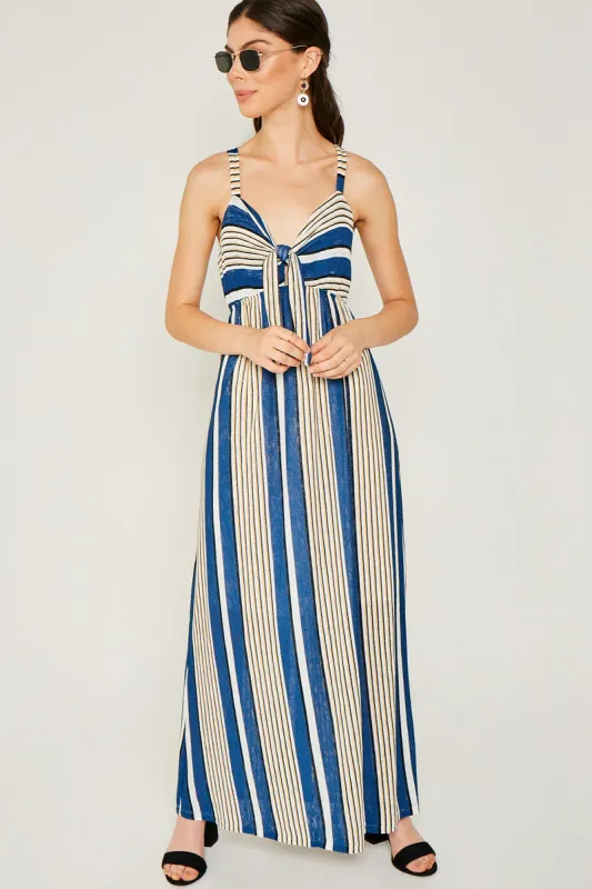 Womens Striped Jersey Knit Tie-Front Dress made by Hayden
