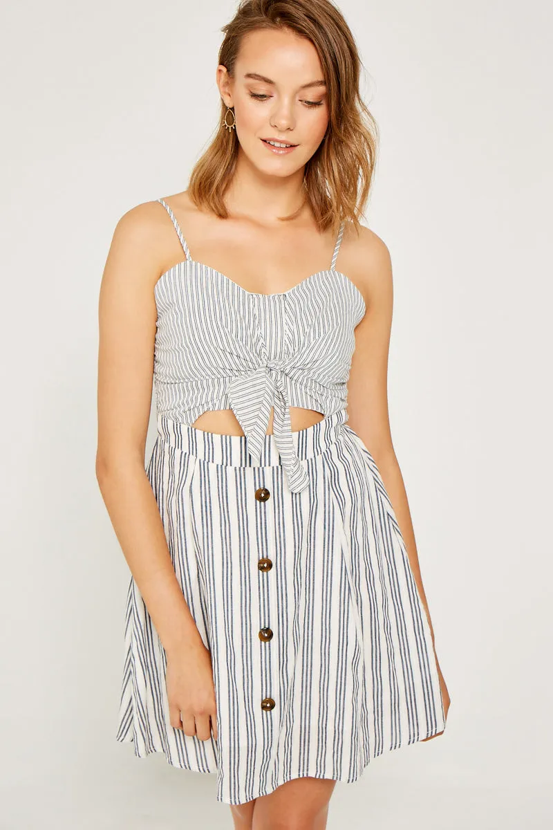 Womens Stripe Button-Down Front Tie Cutout Dress sold by Hayden