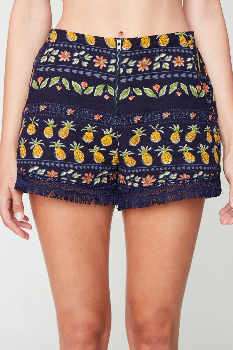 Womens Pineapple Print Shorts with Tassel sold by Hayden product image thumbnail 5