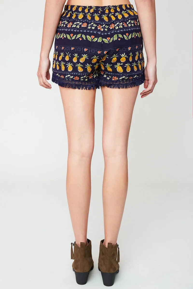 Womens Pineapple Print Shorts with Tassel sold by Hayden product image thumbnail 2