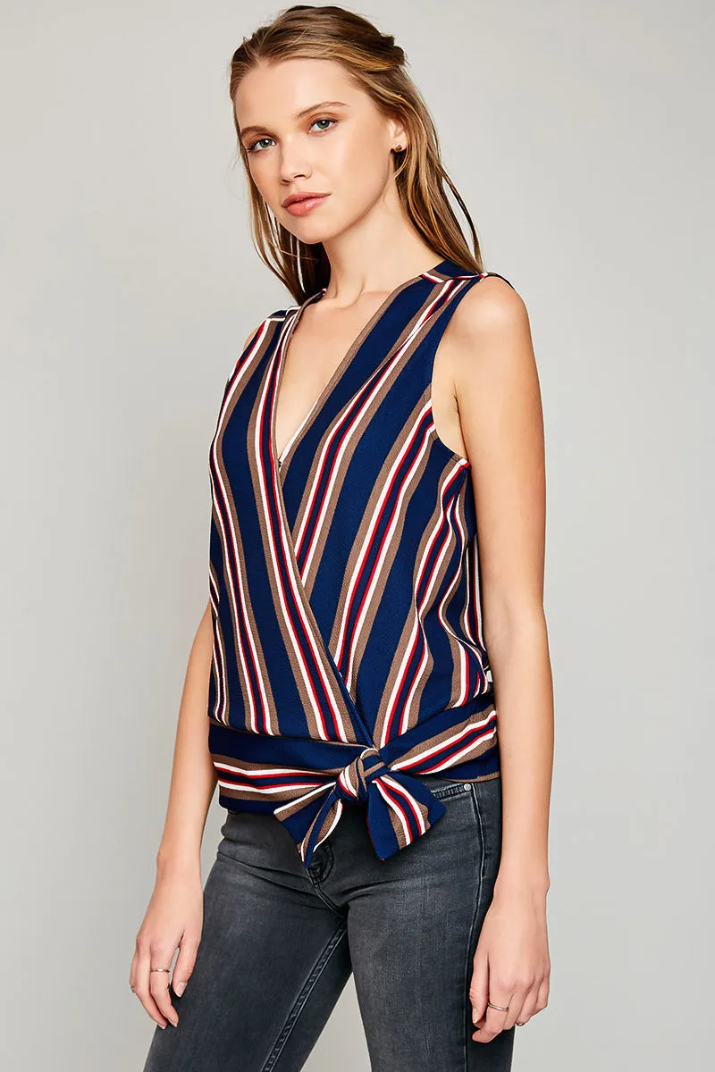 Womens Sleeveless Stripe Wrap Top sold by Hayden product image thumbnail 3
