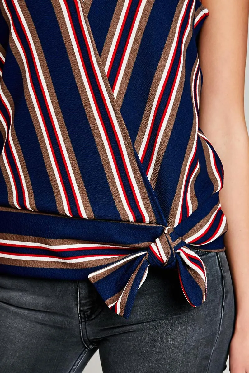 Womens Sleeveless Stripe Wrap Top sold by Hayden product image thumbnail 4