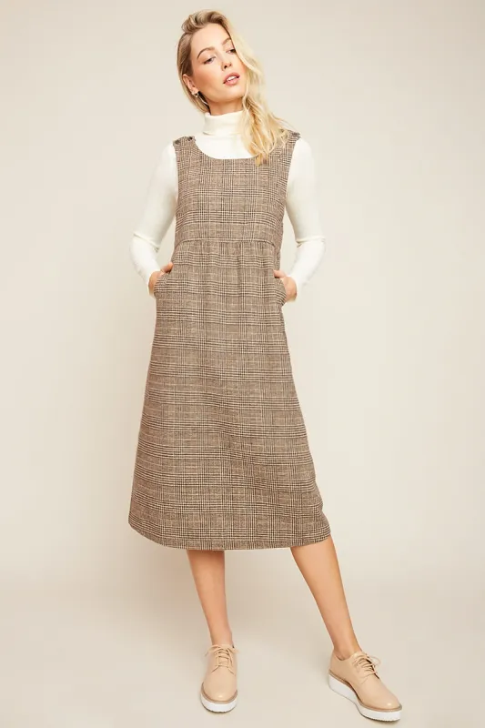 Womens Sleeveless Houndstooth Midi Dress sold by Hayden