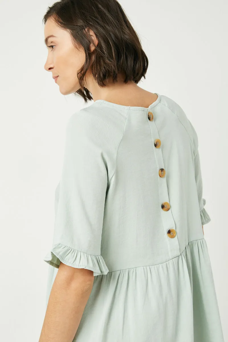 Womens Ruffle Sleeve Button Back Peplum Top sold by Hayden product image thumbnail 4