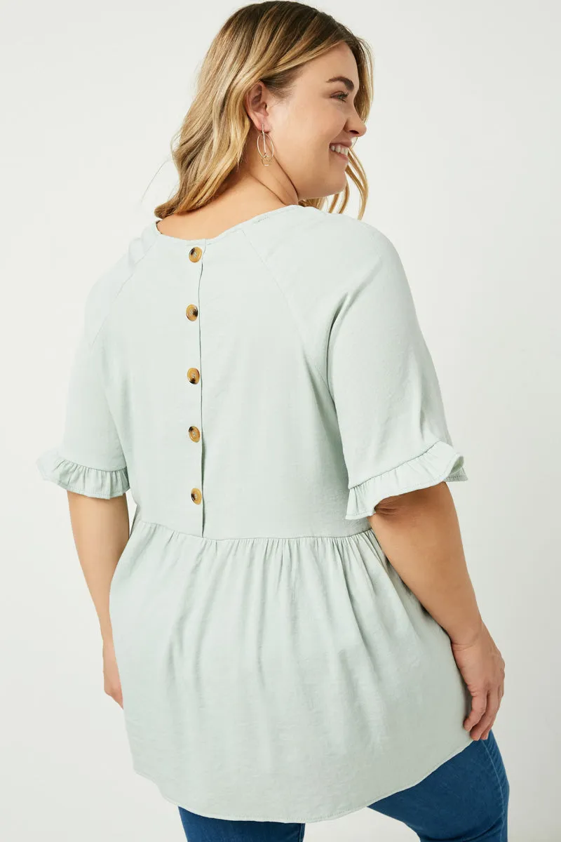 Womens Ruffle Sleeve Button Back Peplum Top sold by Hayden product image thumbnail 2