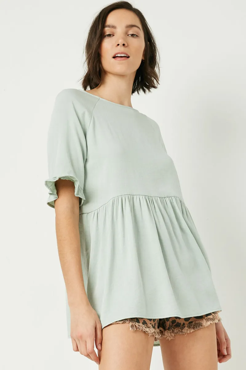 Womens Ruffle Sleeve Button Back Peplum Top sold by Hayden product image thumbnail 3